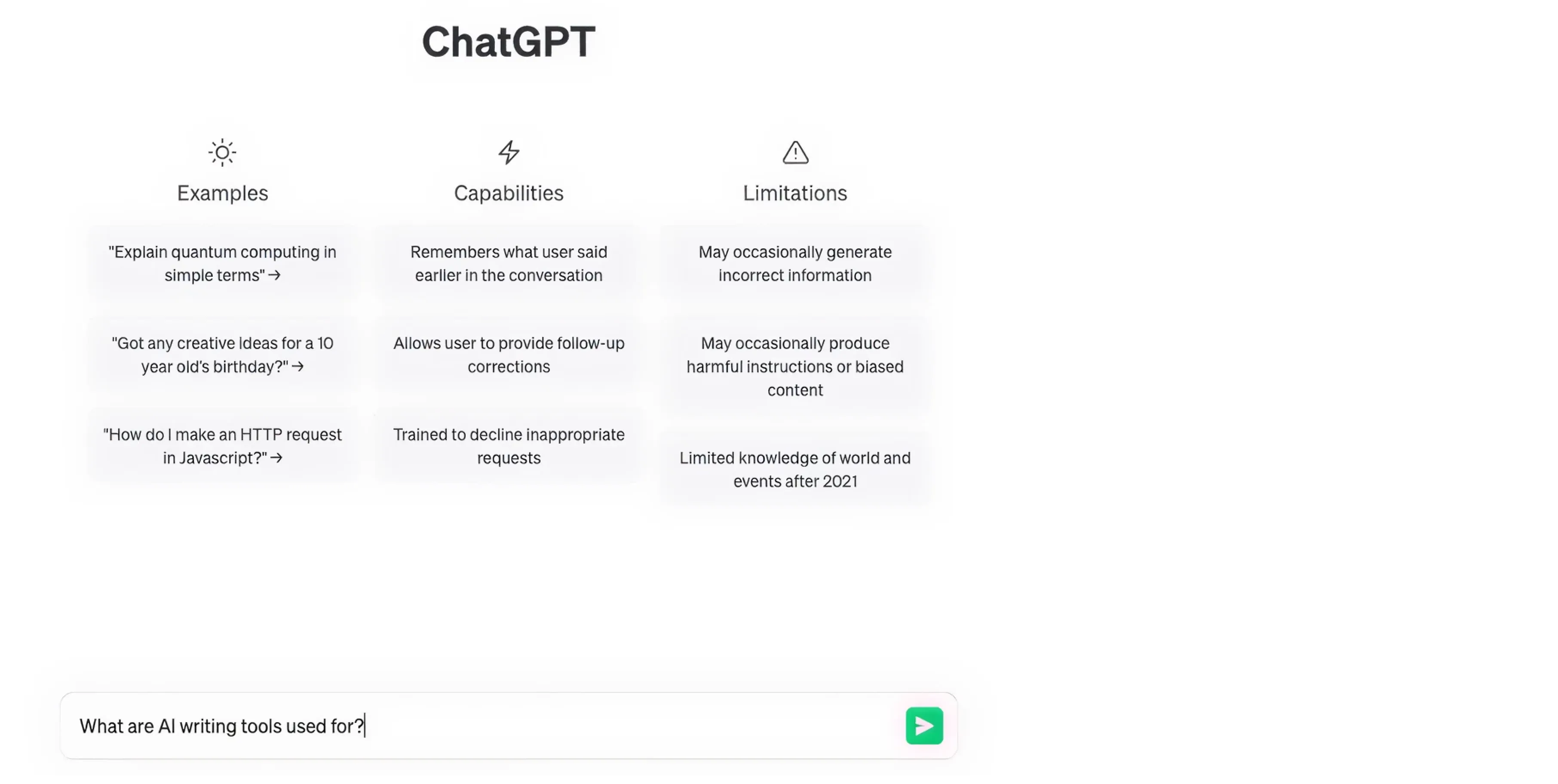 ChatGPT interface used for generative AI content creation