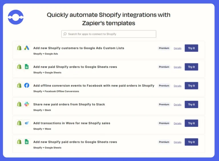 Zapier-Shopify-integration